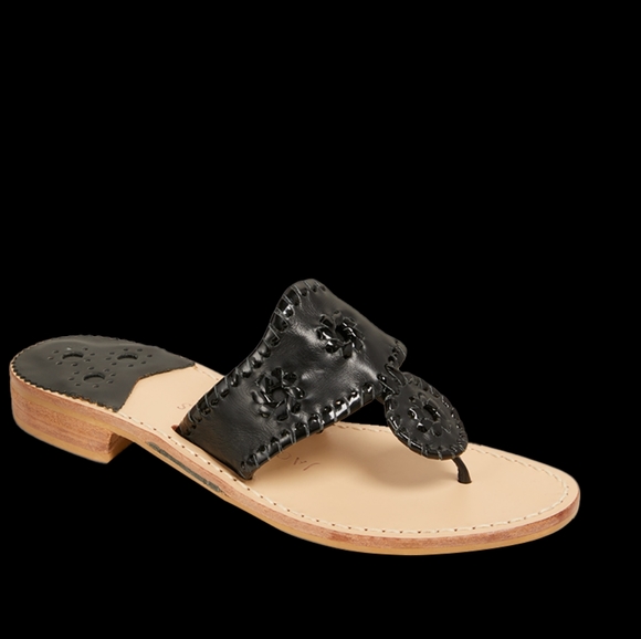 Jack Rogers Shoes - Jack Rogers Black Leather Thong Sandals